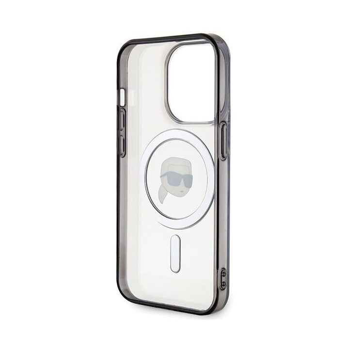 KARL LAGERFELD case for IPHONE 15 Pro KLHMP15LHKHNOTK (Karl Head + MAG) transparent