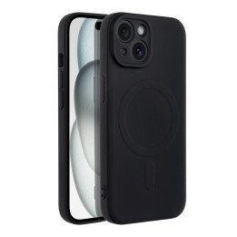 Чехол для iPhone 15 Silicone Mag Cover совместимый с MagSafe (camera protection) черный