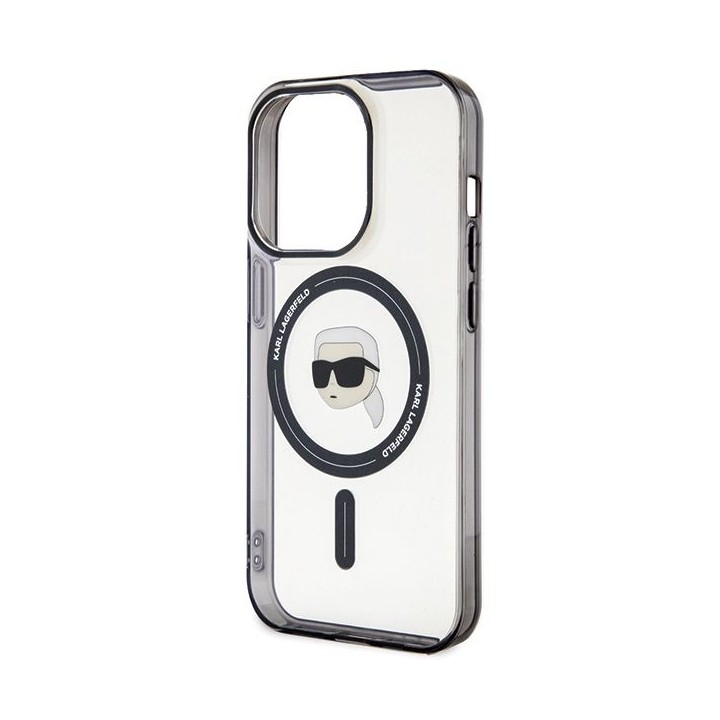 KARL LAGERFELD case for IPHONE 15 Pro KLHMP15LHKHNOTK (Karl Head + MAG) transparent