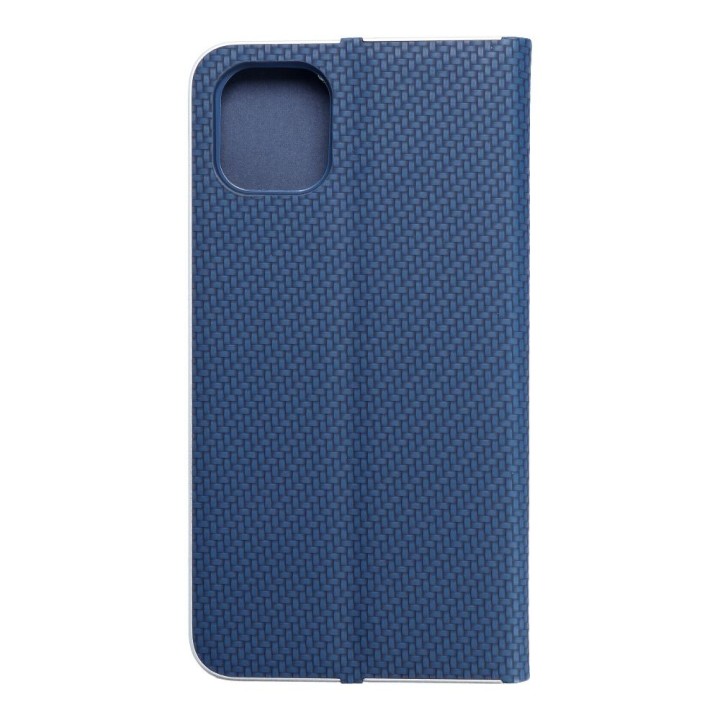 Чехол с клапаном для iPhone 11 Luna Book Carbon синий