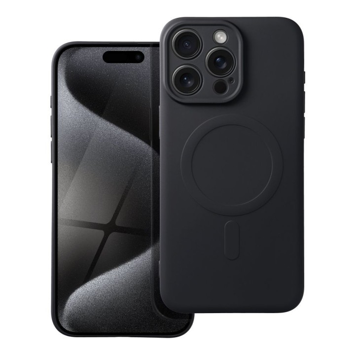 Case for iPhone 15 PRO MAX Silicone Mag Cover MagSafe compatible (camera protection) black