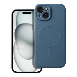 Чохол для iPhone 15 Silicone Mag Cover сумісний з MagSafe (camera protection) синій