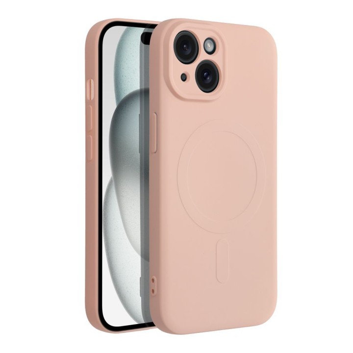 Чохол для iPhone 15 Silicone Mag Cover сумісний з MagSafe (camera protection) рожевий