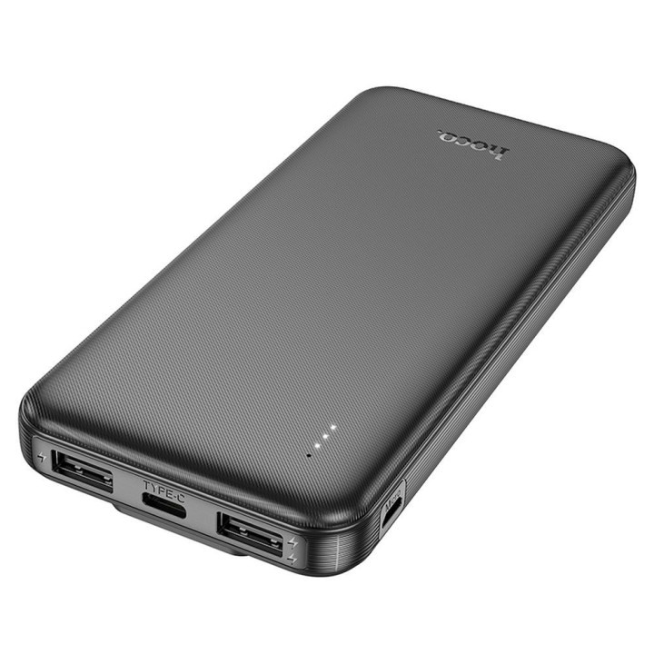 Повербанк Hoco 10000 mAh 2A із вбудованими кабелями USB C + Lightning J118 чорний