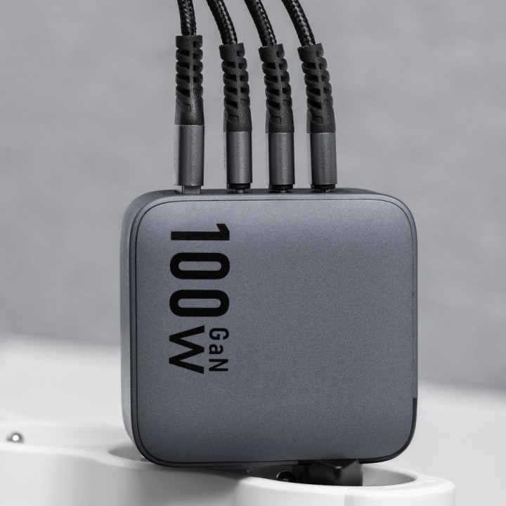 Wall charger for phone Forcell F-Energy GaN 3 x USB C + USB A QC4.0 PD 5A 100W VT-46 grey