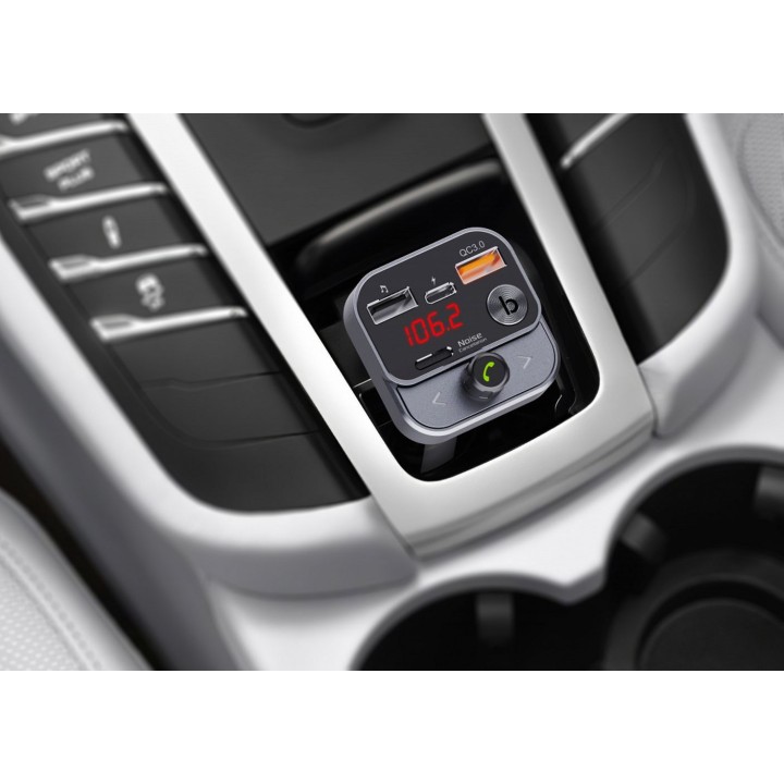 ART transmiter FM bluetooth 5.0 + USB A QC3.0 + Typ C (total 30W) FM-84B czarny