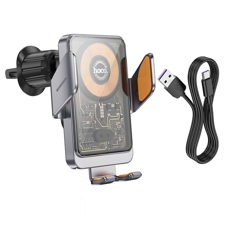 Uchwyt na telefon do samochodu indukcyjny Hoco 15 W do kratki HW7 szary