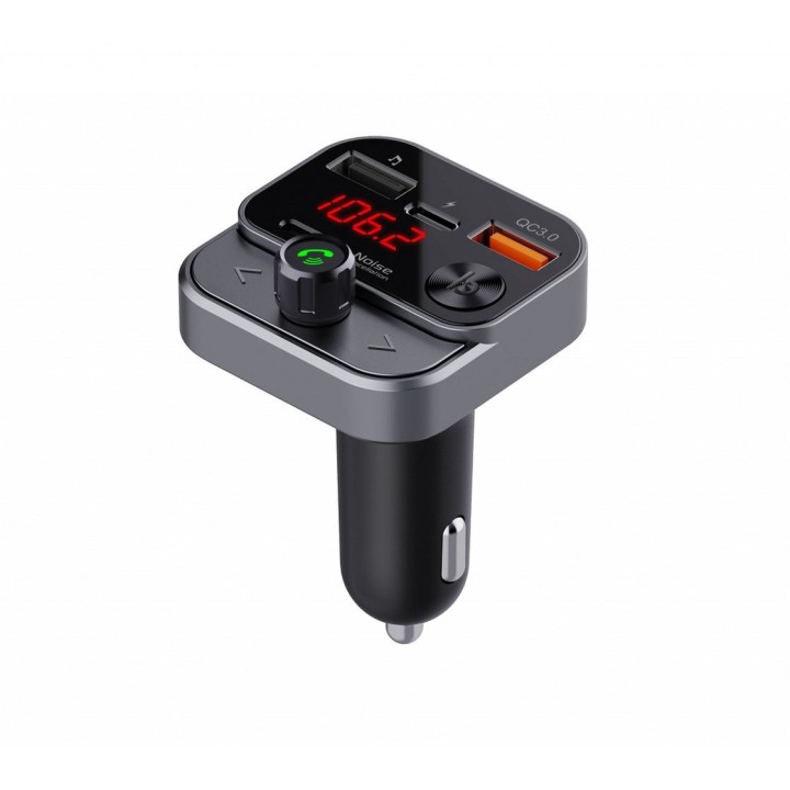 ART transmiter FM bluetooth 5.0 + USB A QC3.0 + Typ C (total 30W) FM-84B czarny