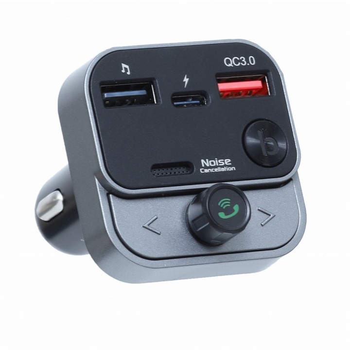 ART трансмітер FM bluetooth 5.0 + USB A QC3.0 + тип C (total 30W) FM-84B чорний
