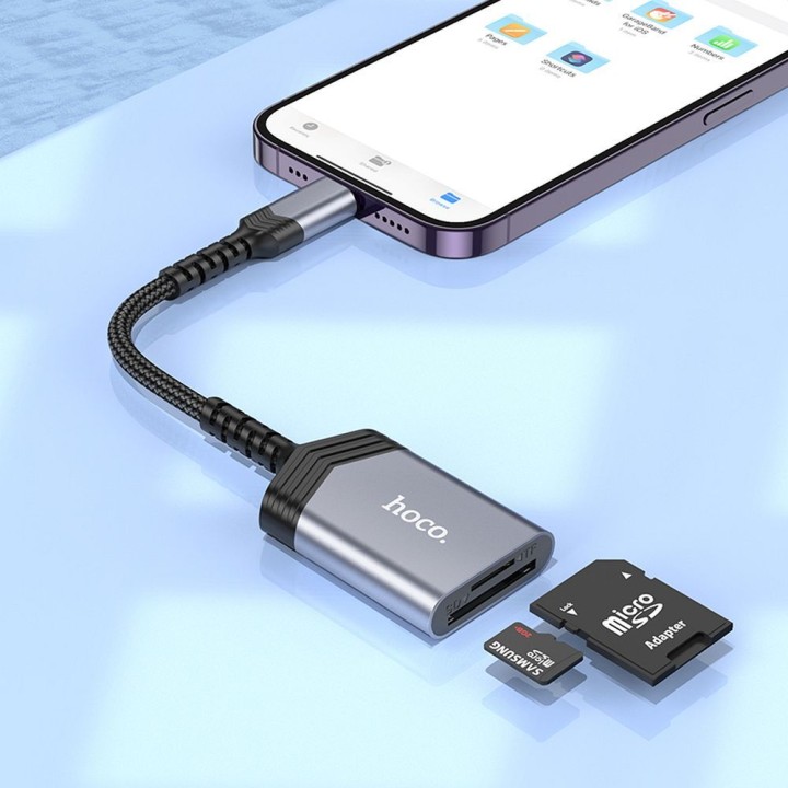 Кардридер SD / TF Hoco Lightning UA25 серый