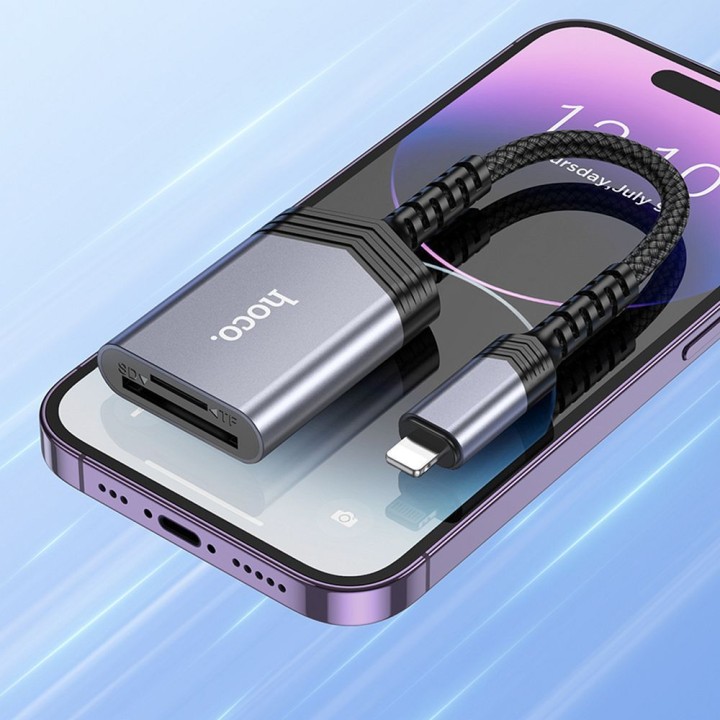 Card reader SD / TF Hoco Lightning UA25 grey