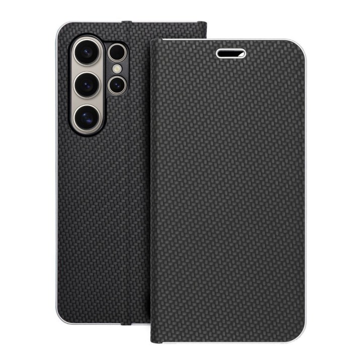 Чехол с клапаном для Samsung S24 ULTRA Luna Book Carbon черный