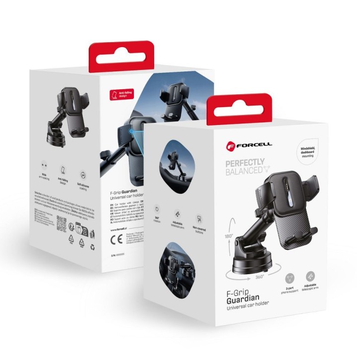 Universal car phone holder Forcell F-Grip Guardian for windscreen / dashboard black