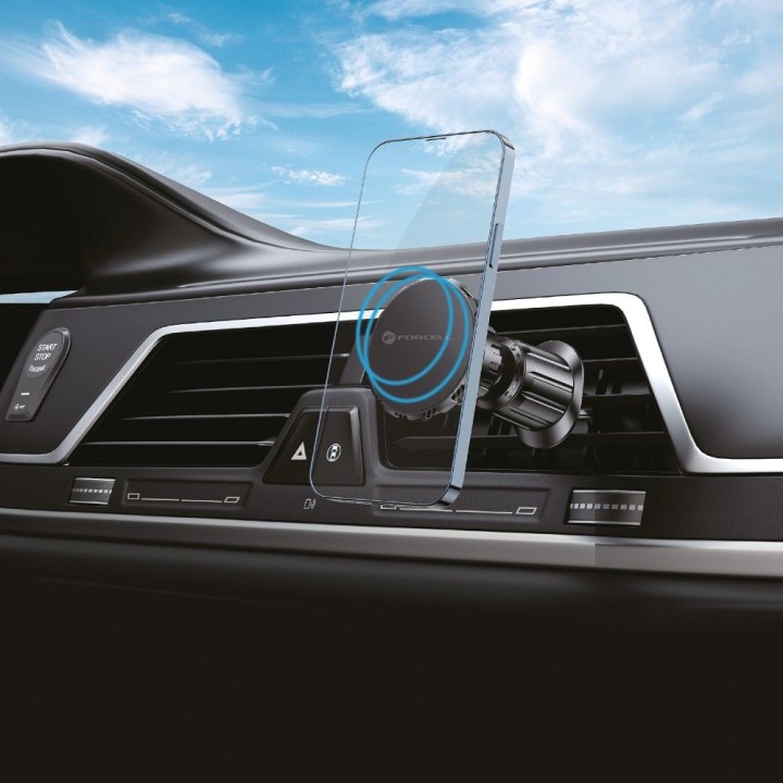 Магнитный автомобильный держатель для телефона Forcell F-Grip MagElite на решетку черный