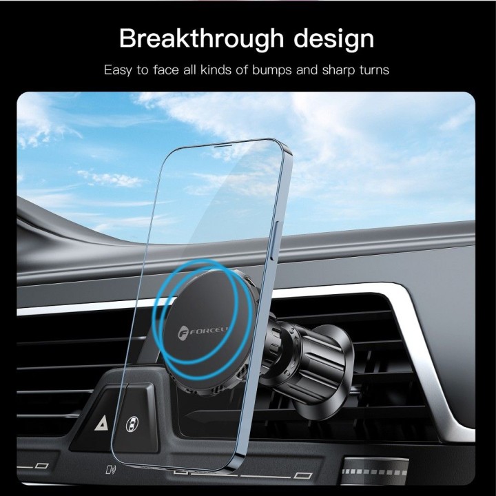 Magnetic car phone holder Forcell F-Grip MagElite for the air vent black