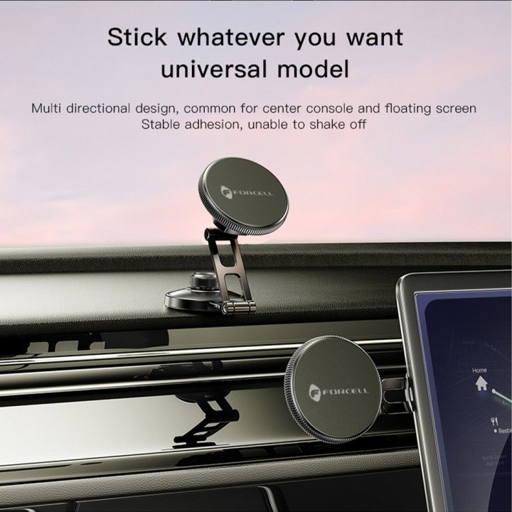 Magnetic car phone holder MagSafe compatible Forcell F-Grip IronSecure for windscreen / dashboard black