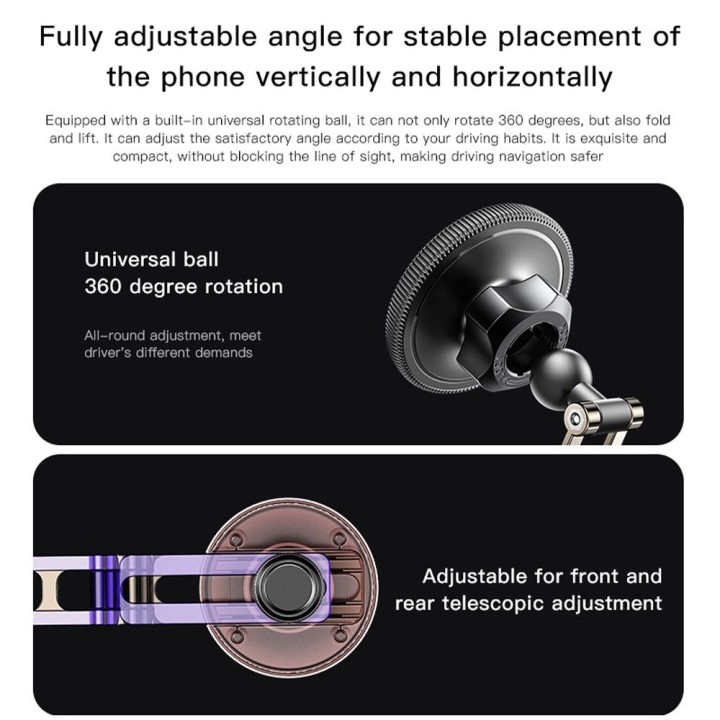 Magnetic car phone holder MagSafe compatible Forcell F-Grip IronSecure for windscreen / dashboard black