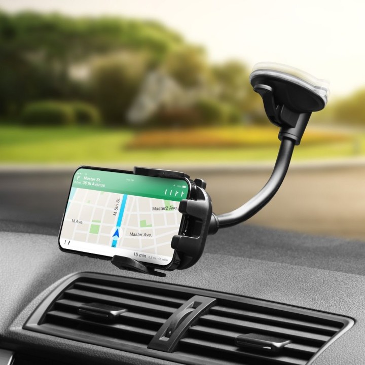 Universal car phone holder Forcell F-Grip Carbon Bracket arm 17cm for windshield black