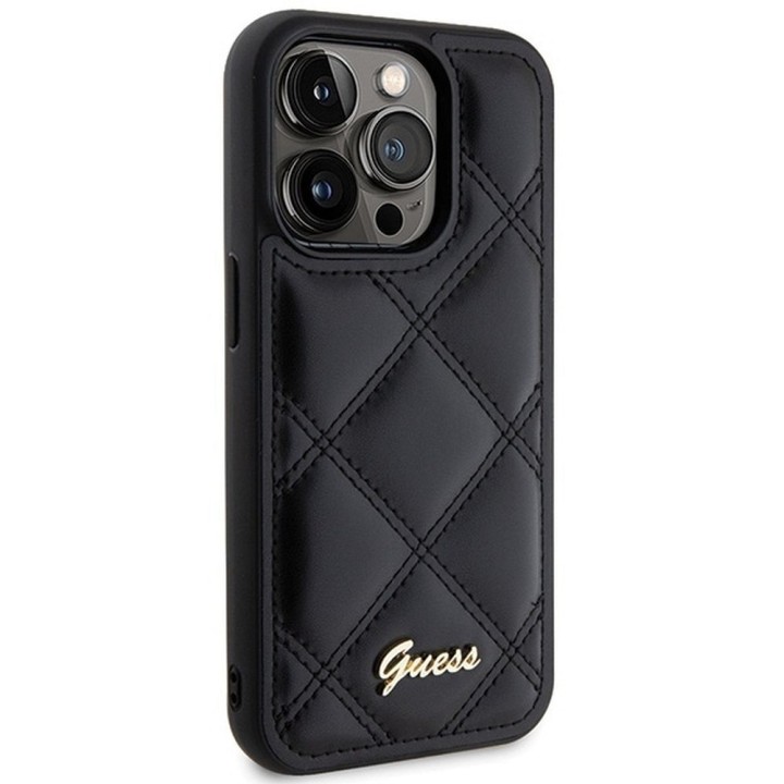 GUESS чехол для IPHONE 15 Pro GUHCP15LPSQSQSK (Quilted Metal Logo) черный