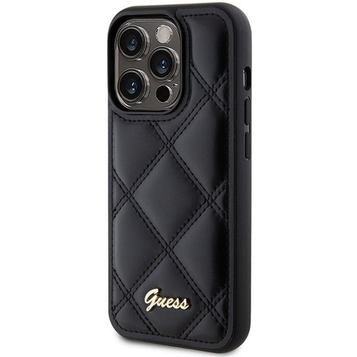 GUESS case for IPHONE 15 Pro GUHCP15LPSQSQSK (Quilted Metal Logo) black