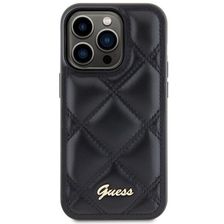 GUESS case for IPHONE 15 Pro GUHCP15LPSQSQSK (Quilted Metal Logo) black