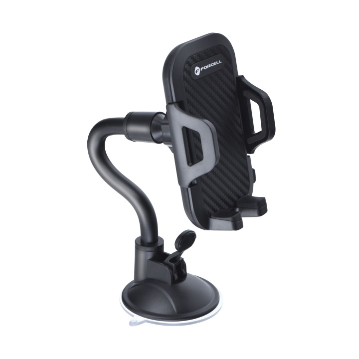 Универсальный автомобильный держатель для телефона Forcell F-Grip Carbon Bracket с кронштейном 17cm для стекла черный