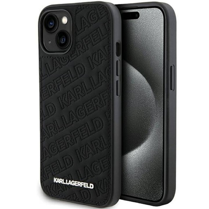 KARL LAGERFELD чехол для IPHONE 15 KLHCP15SPQKPMK (Quilted Pattern) черный