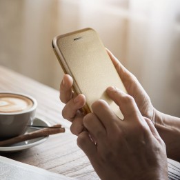 Etui z klapką na Samsung A55 Elegance Book złote