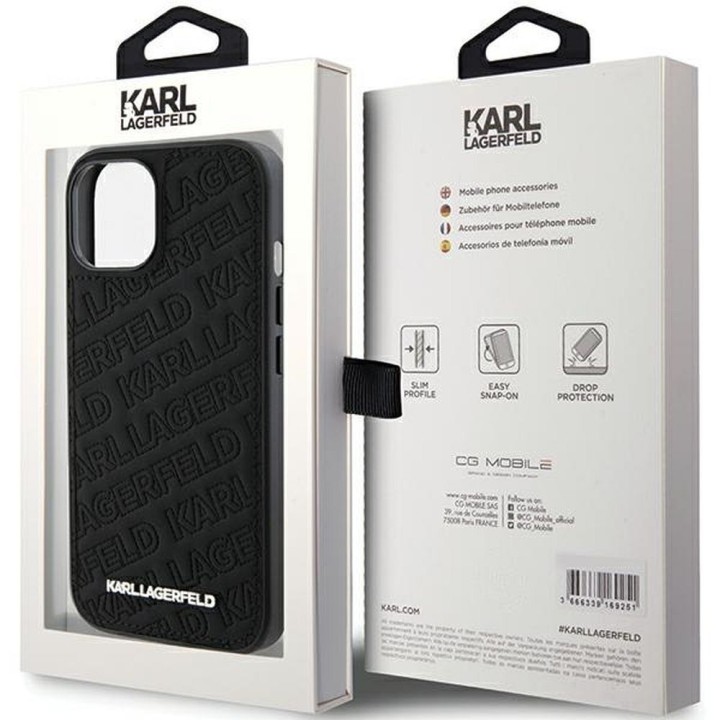 KARL LAGERFELD чохол для IPHONE 15 KLHCP15SPQKPMK (Quilted Pattern) чорний