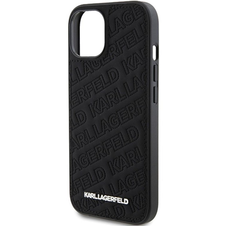 KARL LAGERFELD case for IPHONE 15 KLHCP15SPQKPMK (Quilted Pattern) black