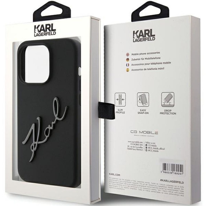 KARL LAGERFELD case for IPHONE 15 Pro KLHCP15LSKSBMCK (Silicone Karl Script Logo) black