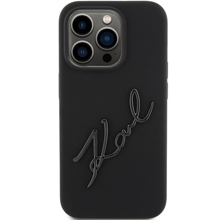 KARL LAGERFELD case for IPHONE 15 Pro KLHCP15LSKSBMCK (Silicone Karl Script Logo) black