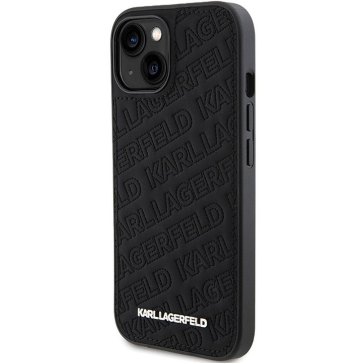 KARL LAGERFELD case for IPHONE 15 KLHCP15SPQKPMK (Quilted Pattern) black
