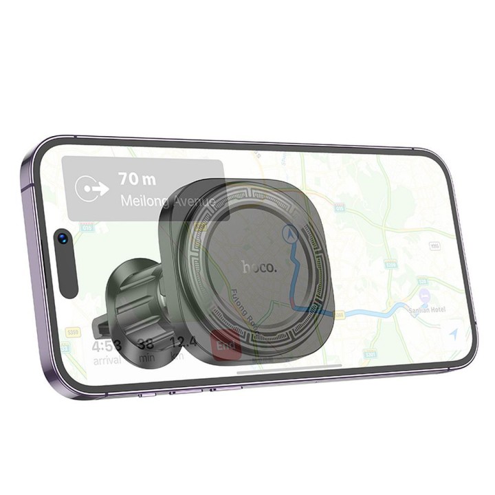 Uchwyt na telefon do samochodu magnetyczny zgodny z MagSafe Hoco do kratki H28 czarny