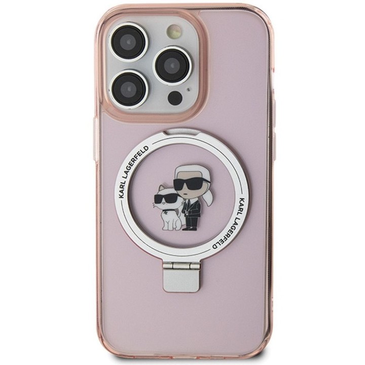 KARL LAGERFELD case for IPHONE 15 Pro compatible with Magsafe KLHMP15LHMRSKCP (Ringstand KC) pink
