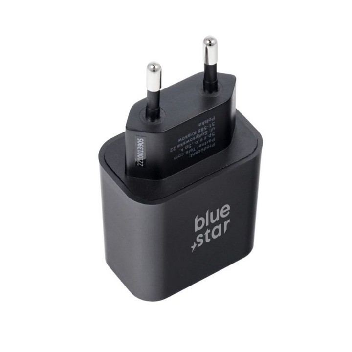 Ładowarka sieciowa do telefonu Blue Star USB C QC4.0 PD 3A 25W + kabel USB C do USB C TFB-TC-25WPD czarna