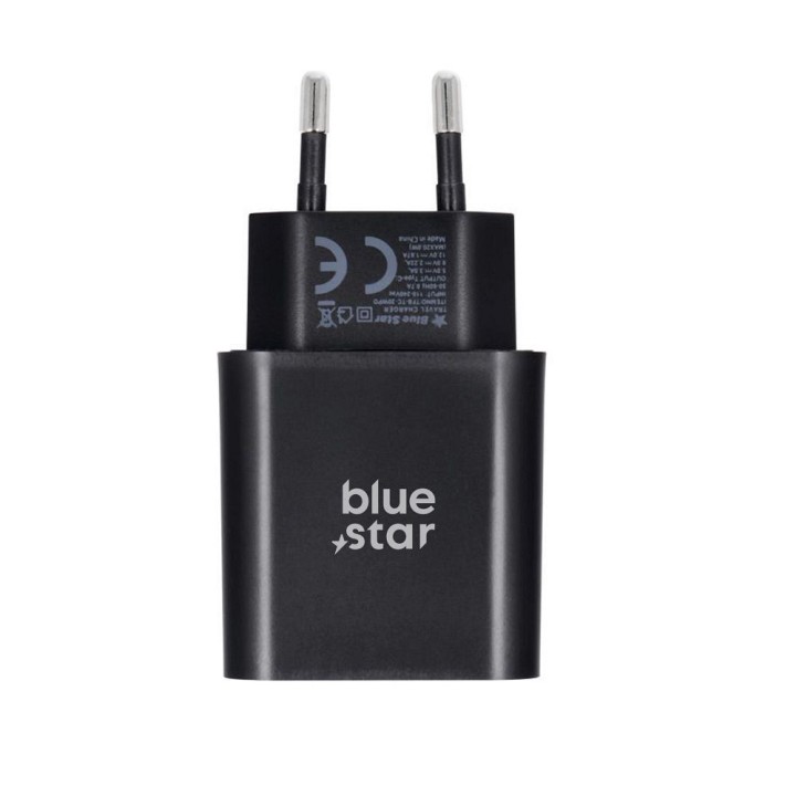 Сетевое зарядное устройство для телефона Blue Star USB C QC4.0 PD 3A 25W + кабель USB-C – USB-C TFB-TC-25WPD черное