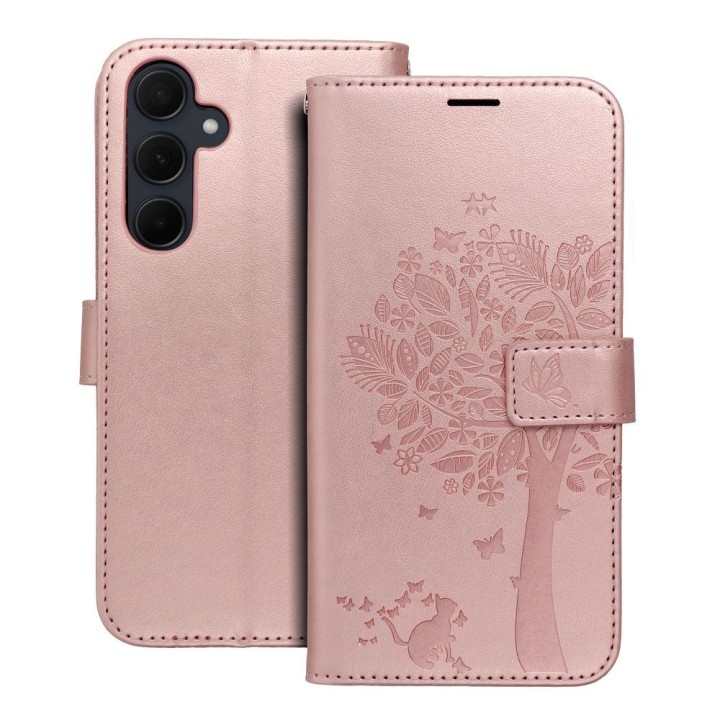 Etui z klapką na Samsung A35 5G Mezzo Book drzewo złoto-różowe