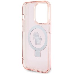 KARL LAGERFELD case for IPHONE 15 Pro Max compatible with Magsafe KLHMP15XHMRSKCP (Ringstand KC) pink