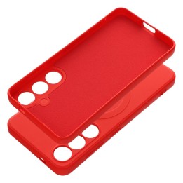 Case for Samsung S24 Silicone Mag Cover MagSafe compatible (camera protection) red