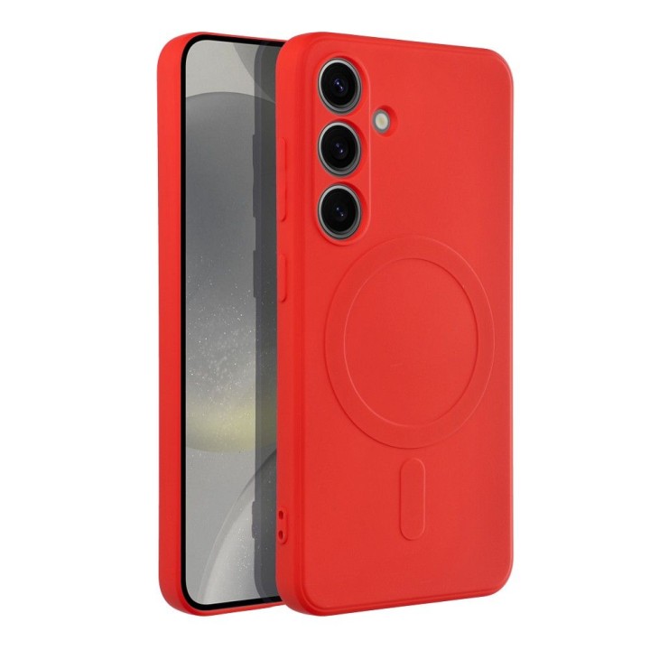 Case for Samsung S24 Silicone Mag Cover MagSafe compatible (camera protection) red