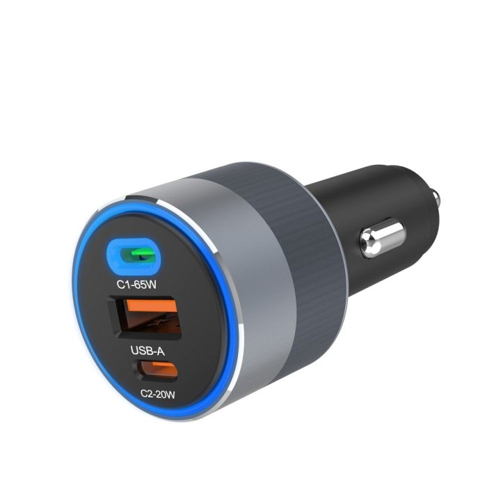 Car charger Forcell F-Energy Alu 2 x USB C + USB A QC4.0 PD SFC2.0 3A 85W grey