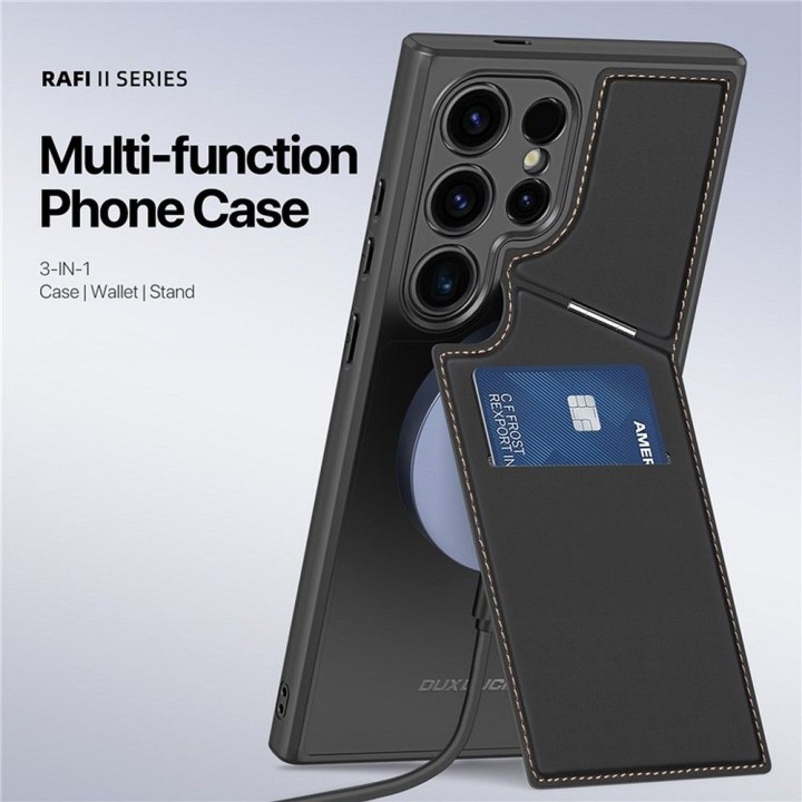 DUX DUCIS case RAFI II MAG with stand compatible with MagSafe for SAMSUNG S24 Ultra black