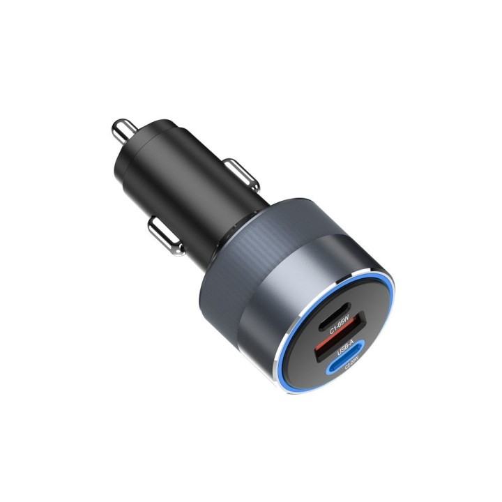 Car charger Forcell F-Energy Alu 2 x USB C + USB A QC4.0 PD SFC2.0 3A 85W grey