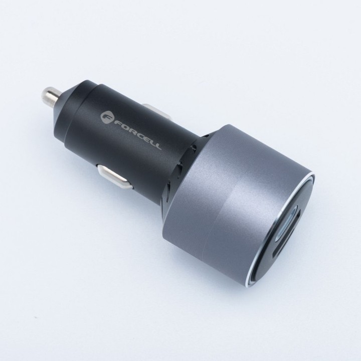 Car charger Forcell F-Energy Alu 2 x USB C + USB A QC4.0 PD SFC2.0 3A 85W grey