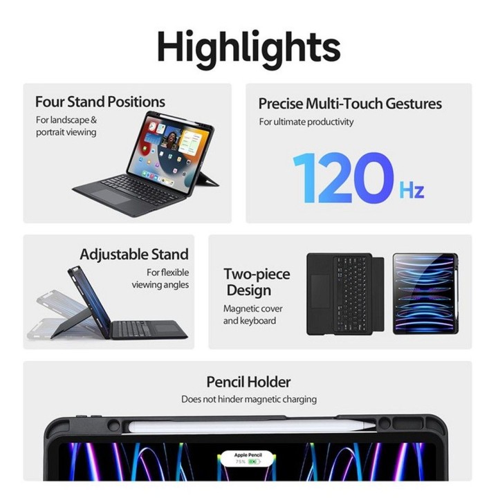 DUX DUCIS чехол DK складные с клавиатурой беспроводную для iPad Air 13 (2024)/Pro 12.9 (2020/2021/2022) черный