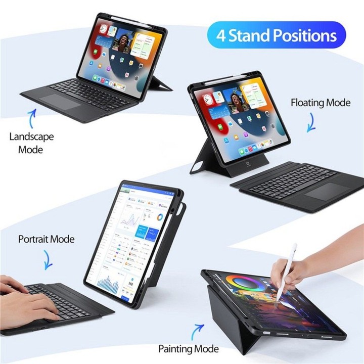 DUX DUCIS case DK foldable with keyboard wireless for iPad Air 13 (2024)/Pro 12.9 (2020/2021/2022) black