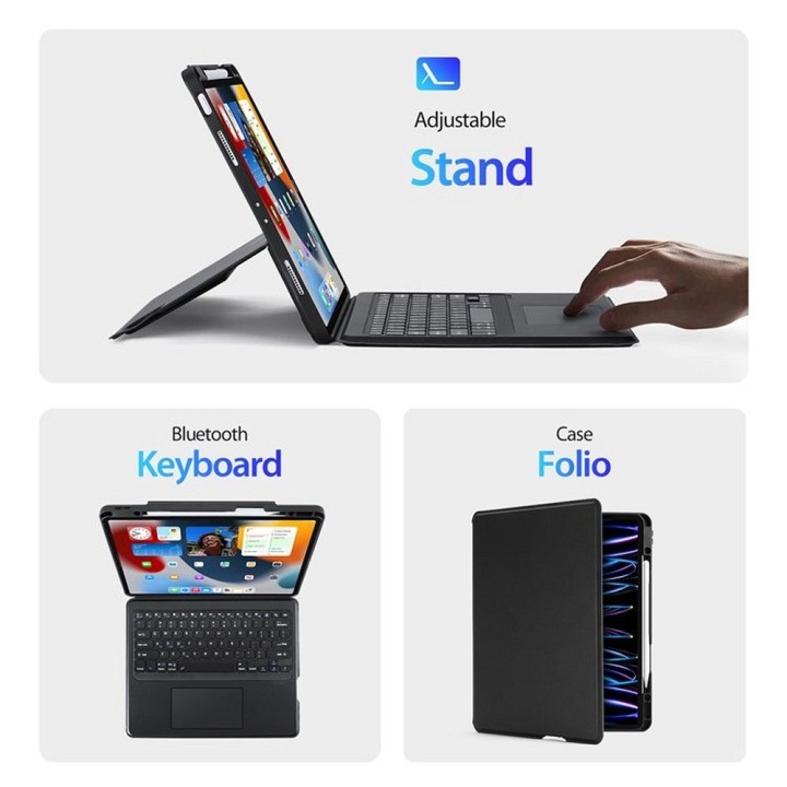 DUX DUCIS case DK foldable with keyboard wireless for iPad Air 13 (2024)/Pro 12.9 (2020/2021/2022) black