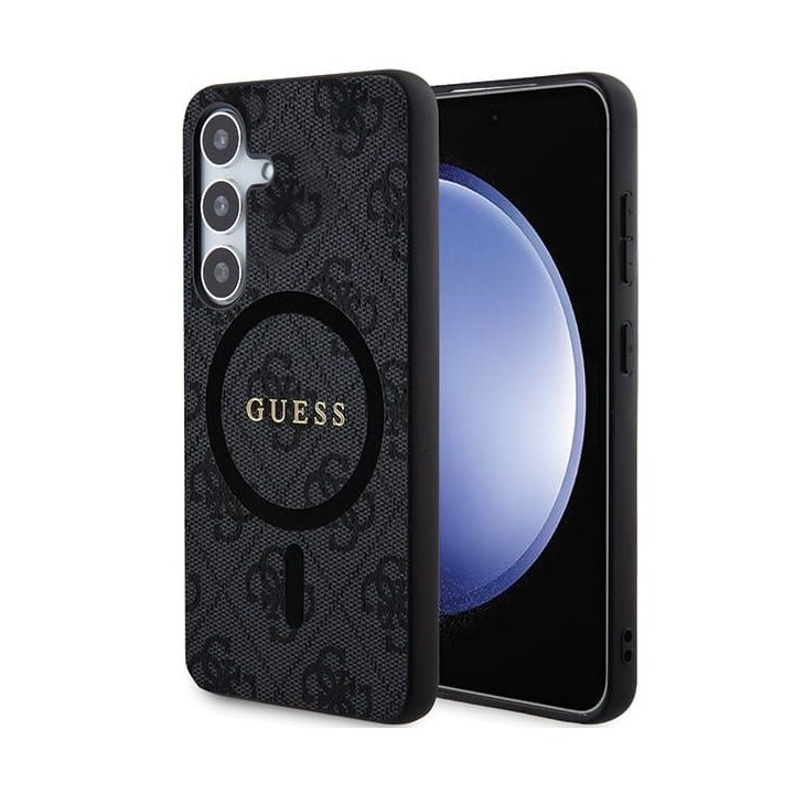 GUESS case for SAMSUNG S24 compatible with MagSafe GUHCS24SGF4GGR (4G Ring classic logo) black