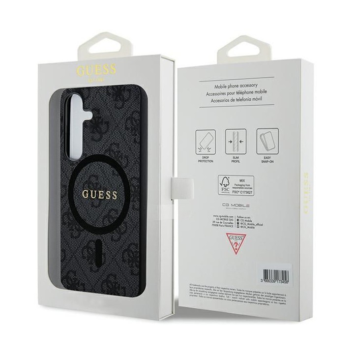 GUESS case for SAMSUNG S24 compatible with MagSafe GUHCS24SGF4GGR (4G Ring classic logo) black